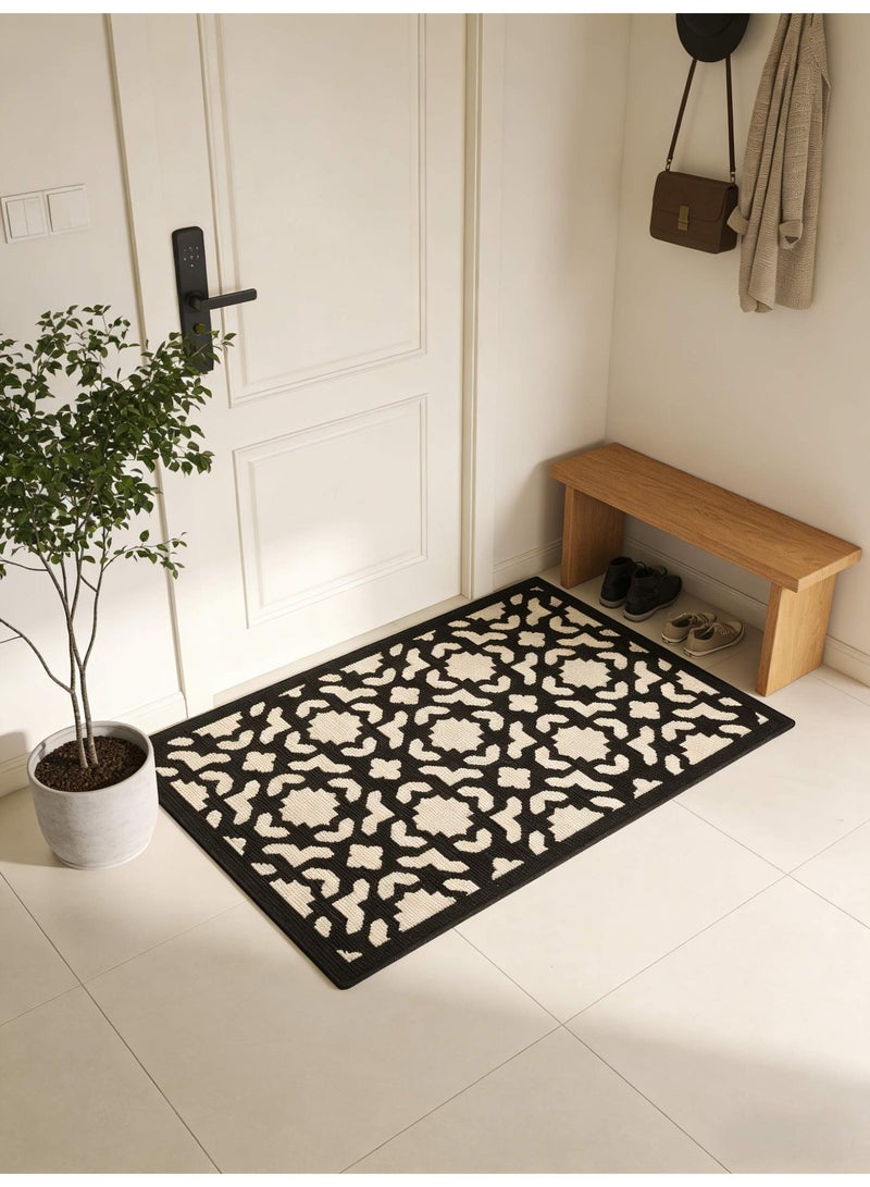 1pc Non-Slip Door Mat, 60*90cm Front Door Mat, Dirt-Scraping Welcome Mat, Durable Thick Mat For All Seasons, Suitable For Home Entrance, Garage, And Garden Entrance, Black And White - Image 3